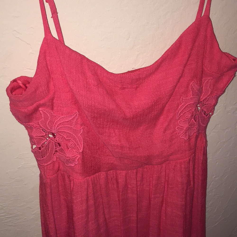 Coral cutout flowey dress